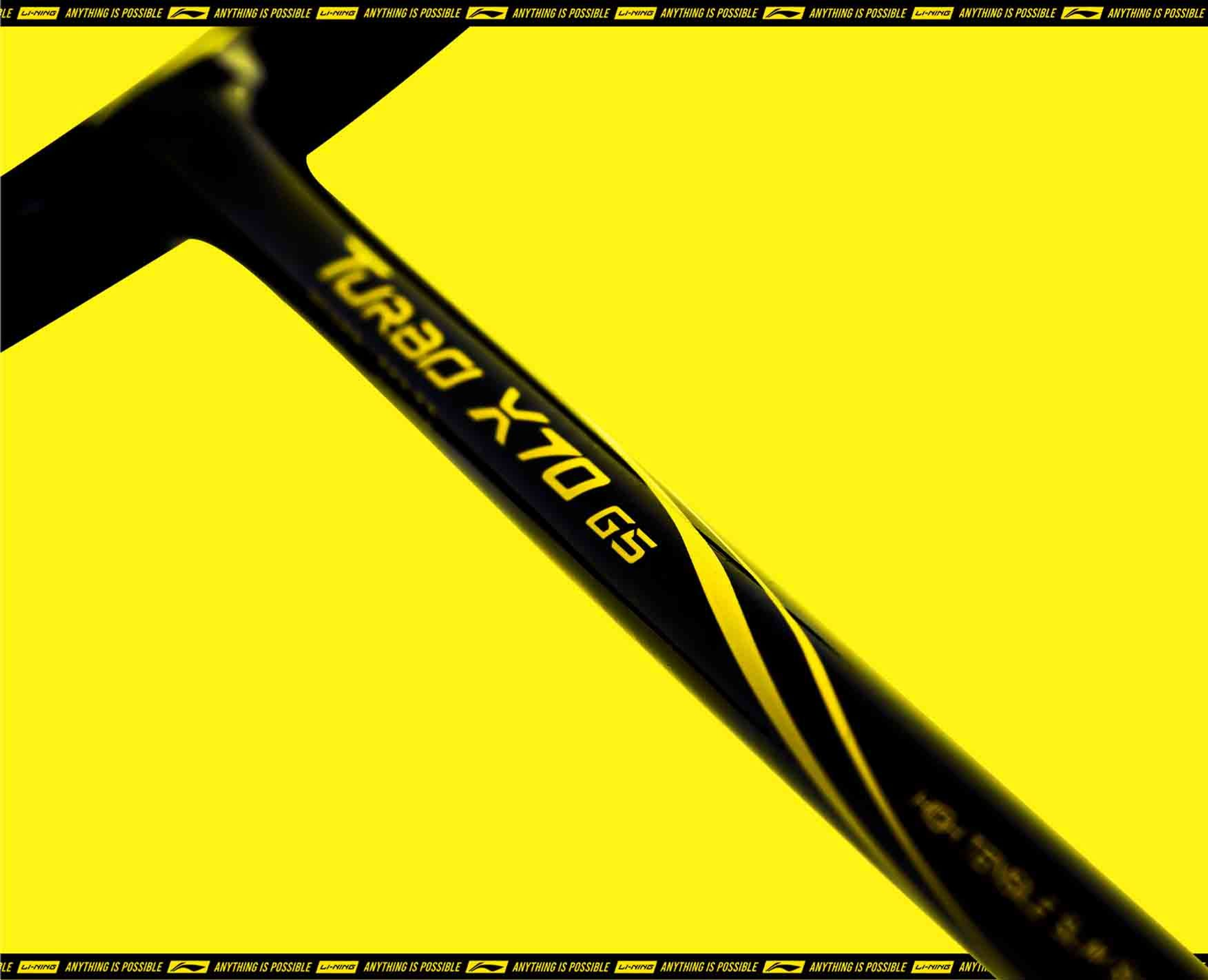 Close up of Turbo X G5 Power series badminton racket shaft by Li-Ning Studio