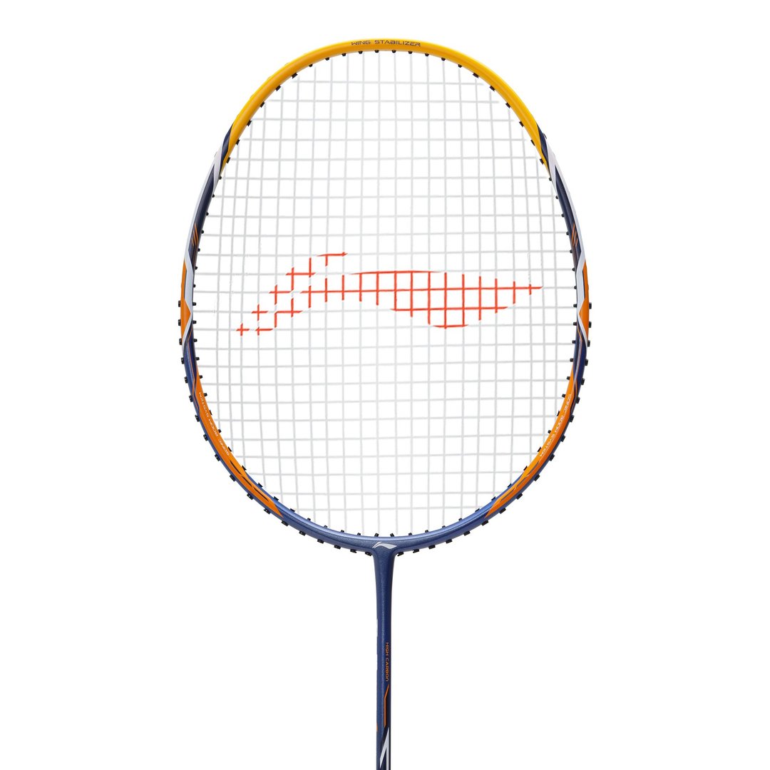 Close up of Tectonic 1 3U Badminton racket head by Li-ning studio