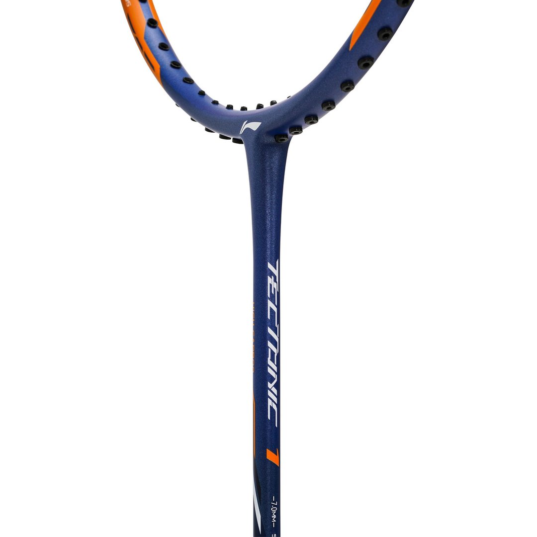 Close up of Tectonic 1 3U Badminton racket by Li-ning studio