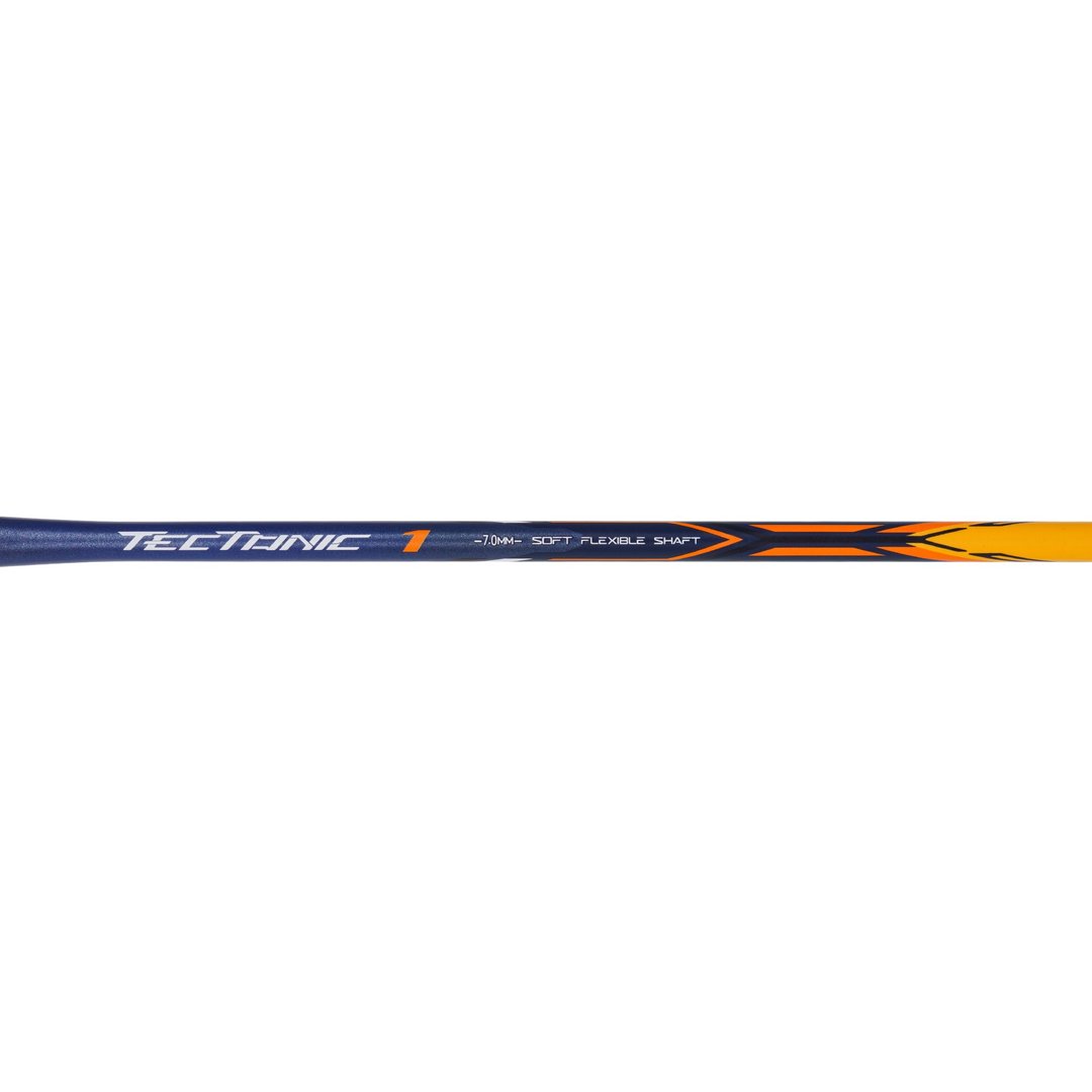 Close up of Tectonic 1 3U Badminton racket shaft by Li-ning studio