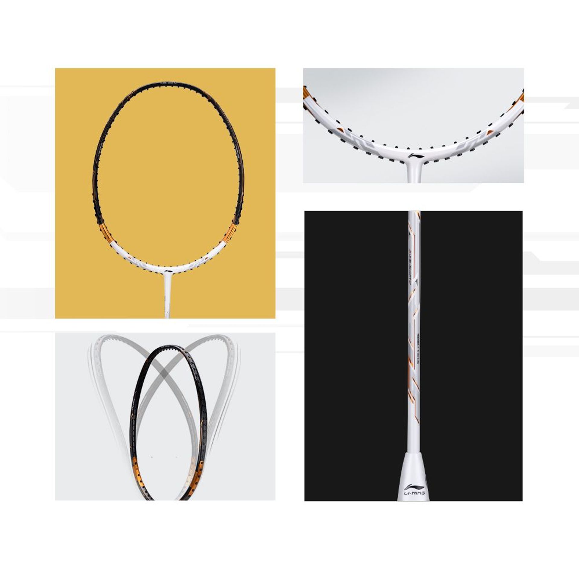Close up of Tectonic 7 Badminton racket features by Li-Ning Studio