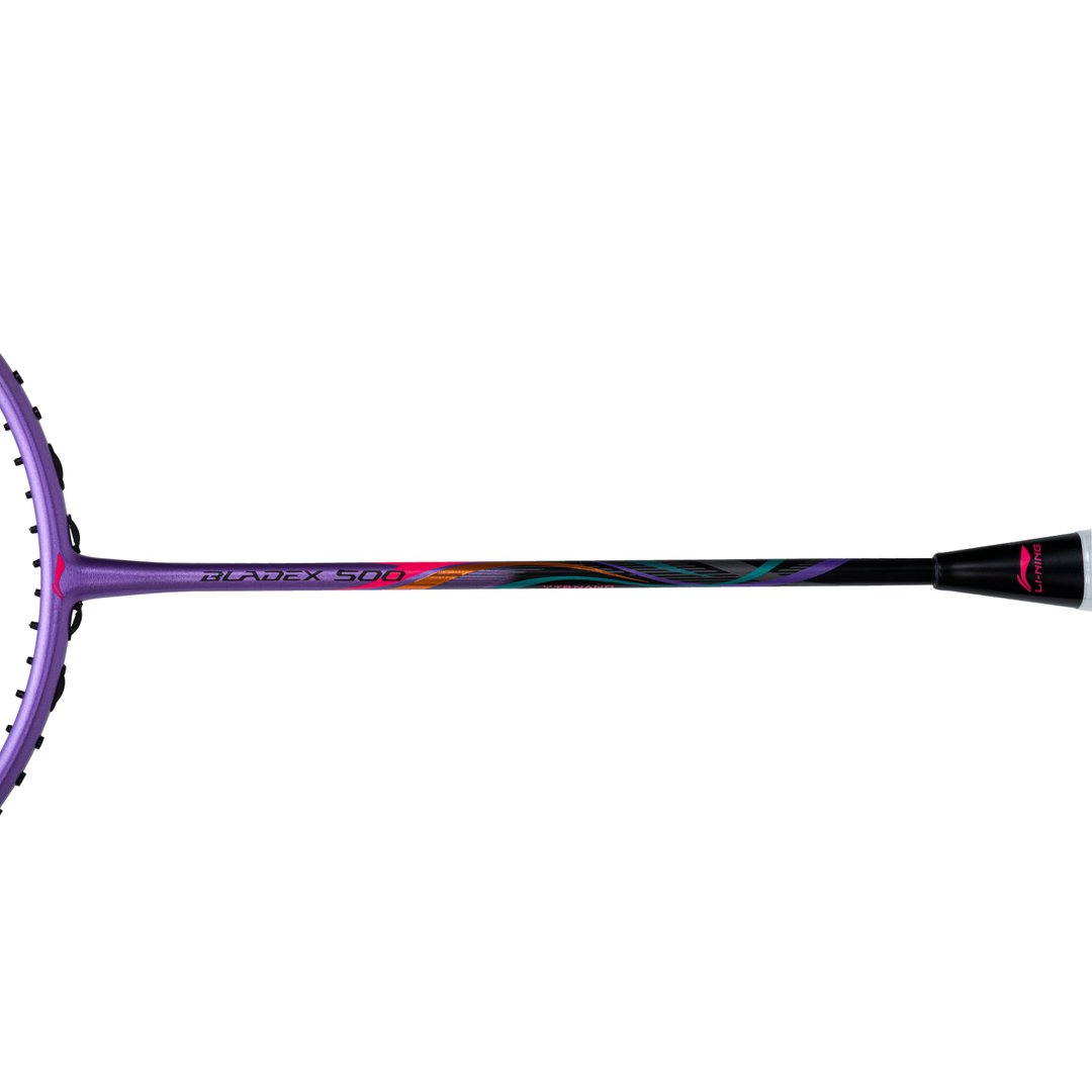 Close up of BladeX 500 3U Badminton racket shaft by Li-ning studio