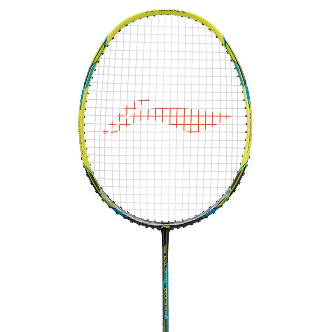 Close up of 3D Calibar 009 Boost Badminton racket head by Li-ning studio