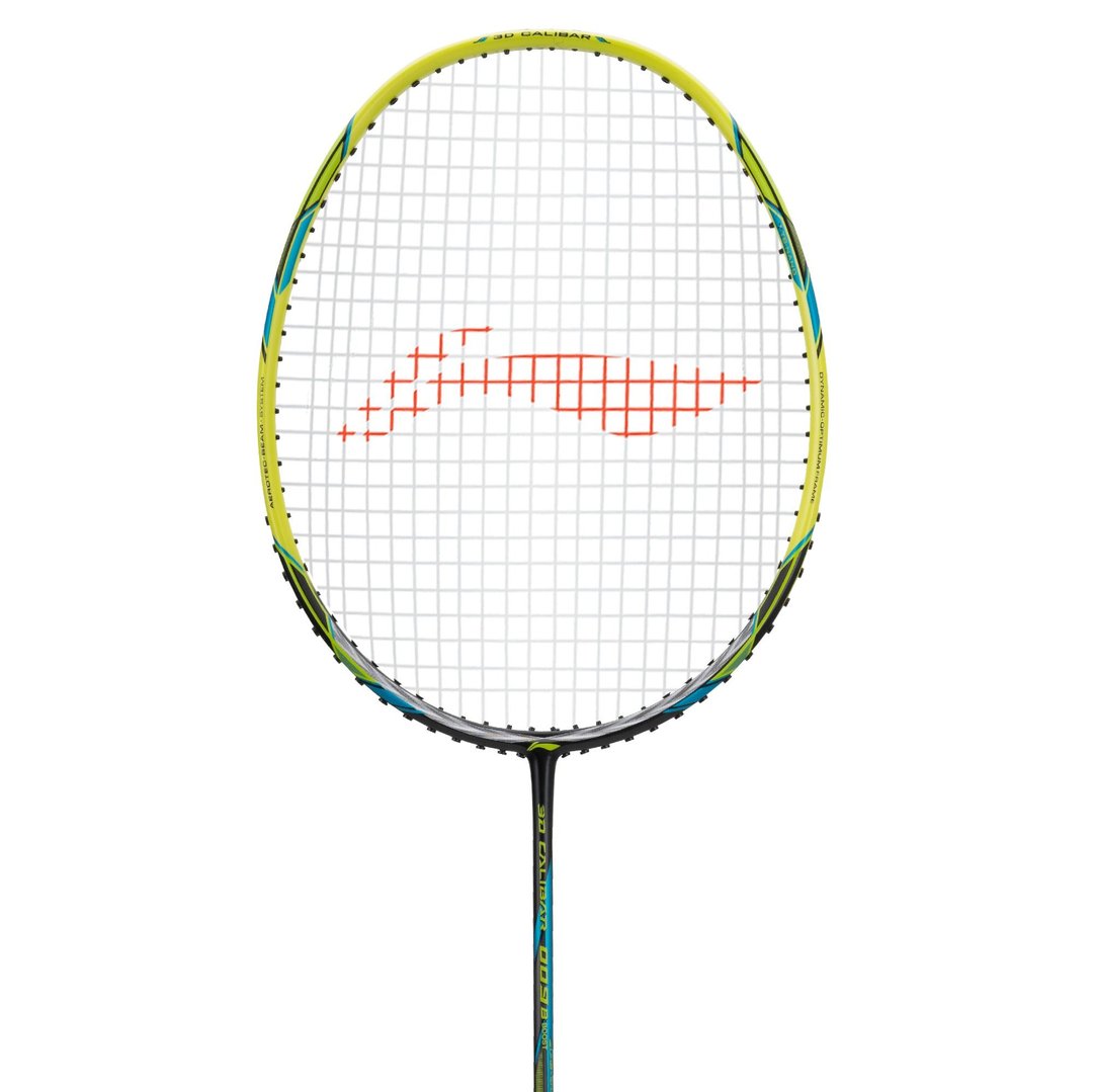 Close up of 3D Calibar 009 Boost Badminton racket head by Li-ning studio