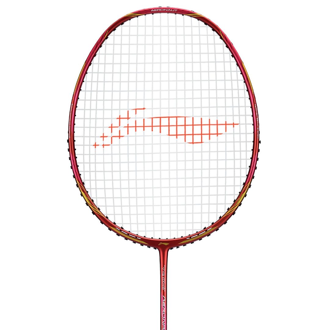 Close up of Aeronaut 4000 Boost Badminton racket head by Li-ning studio