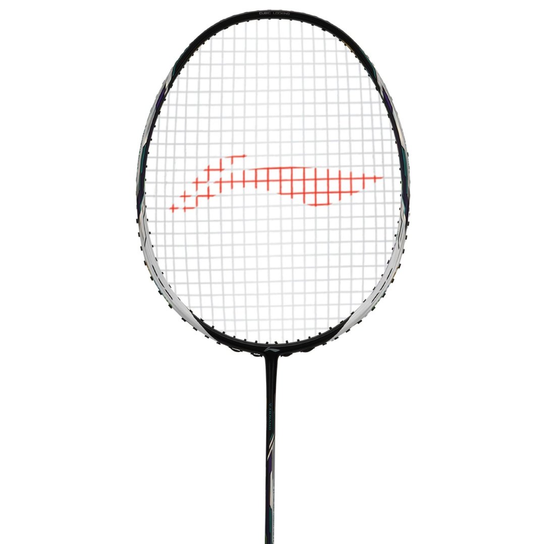 Close up of Tectonic 9 3U Badminton racket head by Li-ning studio